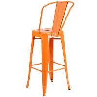 High Back Orange Indoor-Outdoor Metal Bar Stool - Bistro-3