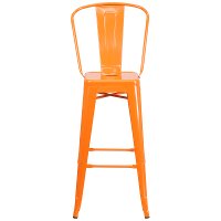 High Back Orange Indoor-Outdoor Metal Bar Stool - Bistro-4