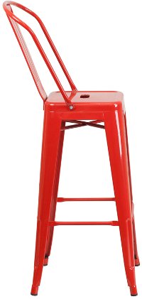 High Back Red Indoor-Outdoor Metal Bar Stool - Bistro-2