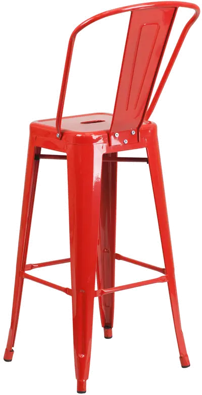 High Back Red Indoor-Outdoor Metal Bar Stool - Bistro-3