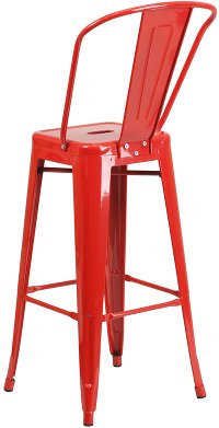 High Back Red Indoor-Outdoor Metal Bar Stool - Bistro-3