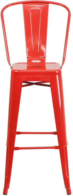 High Back Red Indoor-Outdoor Metal Bar Stool - Bistro-4