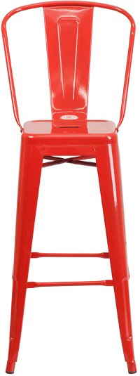 High Back Red Indoor-Outdoor Metal Bar Stool - Bistro-4