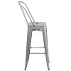 High Back Silver Indoor-Outdoor Metal Barstool -2