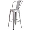 High Back Silver Indoor-Outdoor Metal Barstool -3