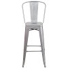 High Back Silver Indoor-Outdoor Metal Barstool -4