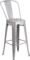 High Back Silver Indoor-Outdoor Metal Barstool