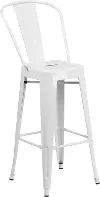 High Back White Indoor-Outdoor Metal Bar Stool - Bistro