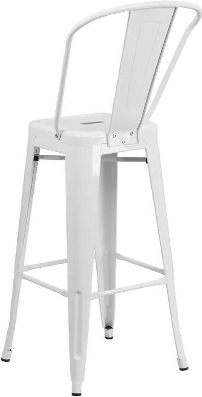 High Back White Indoor-Outdoor Metal Bar Stool - Bistro-3