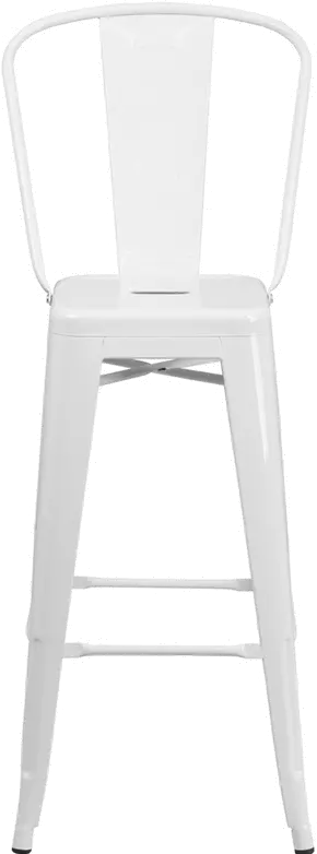 High Back White Indoor-Outdoor Metal Bar Stool - Bistro-4
