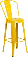 High Back Yellow Indoor-Outdoor Metal Bar Stool - Bistro