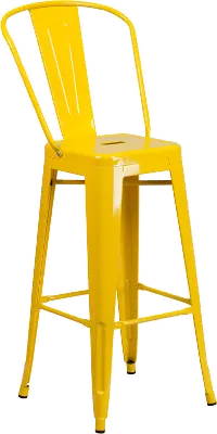 High Back Yellow Indoor-Outdoor Metal Bar Stool - Bistro