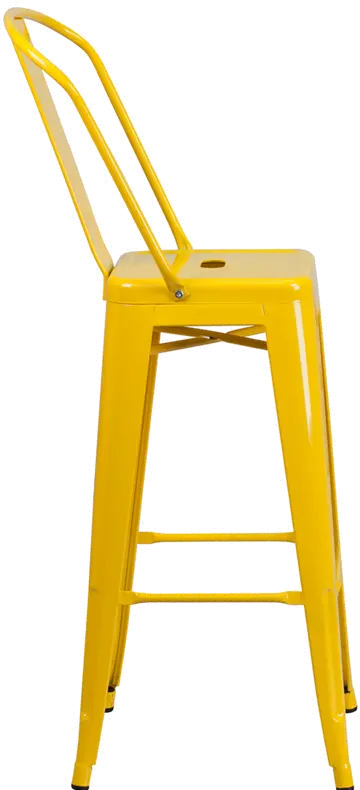 High Back Yellow Indoor-Outdoor Metal Bar Stool - Bistro-2