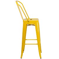 High Back Yellow Indoor-Outdoor Metal Bar Stool - Bistro-2
