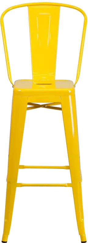 High Back Yellow Indoor-Outdoor Metal Bar Stool - Bistro-4