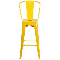 High Back Yellow Indoor-Outdoor Metal Bar Stool - Bistro-4