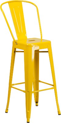 High Back Yellow Indoor-Outdoor Metal Barstool