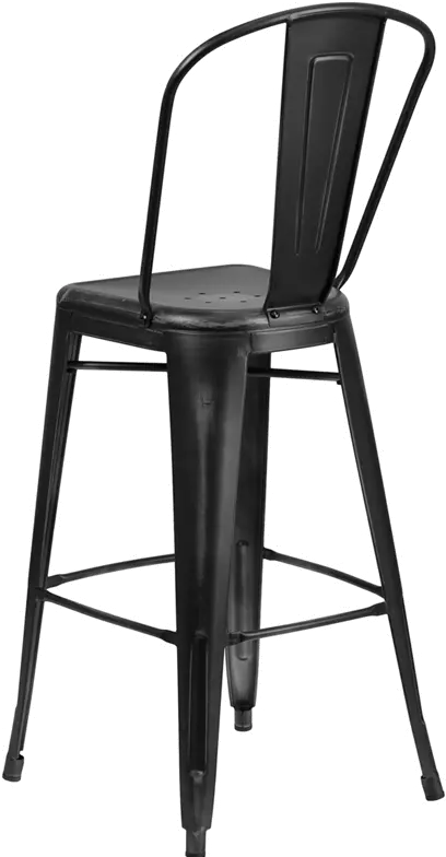 High Back 30 Distressed Black Metal Indoor-Outdoor Bar Stool-3