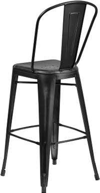 High Back Distressed Black Metal Indoor-Outdoor Bar Stool-3