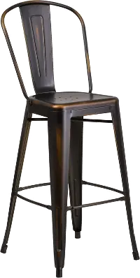 High Back 30 Distressed Copper Metal Indoor-Outdoor Barstool