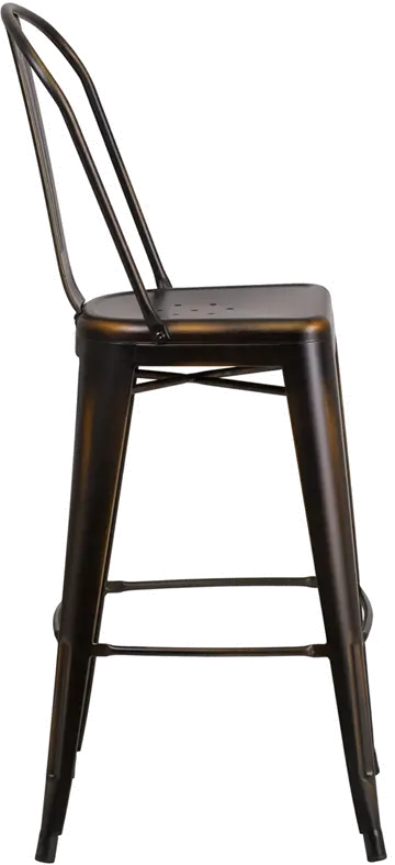 High Back 30 Distressed Copper Metal Indoor-Outdoor Barstool-2
