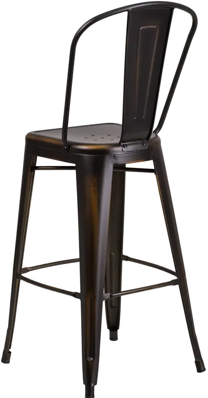 High Back 30 Distressed Copper Metal Indoor-Outdoor Barstool-3