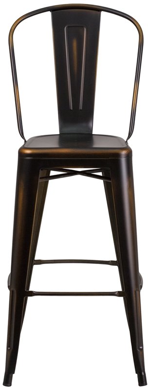High Back Distressed Copper Metal Indoor-Outdoor Barstool-4