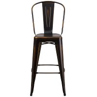 High Back Distressed Copper Metal Indoor-Outdoor Barstool-4