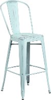 Distressed Blue-Green Metal Indoor-Outdoor Barstool