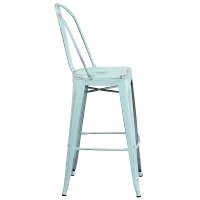 Distressed Blue-Green Metal Indoor-Outdoor Barstool-2
