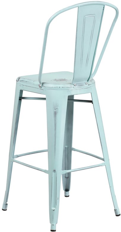 Distressed Blue-Green Metal Indoor-Outdoor Barstool-3