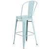 Distressed Blue-Green Metal Indoor-Outdoor Barstool-3