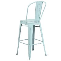 Distressed Blue-Green Metal Indoor-Outdoor Barstool-3