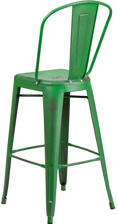 High Back 30 Distressed Green Metal Indoor-Outdoor Barstool-3