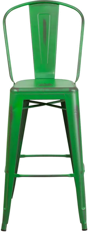 High Back 30 Distressed Green Metal Indoor-Outdoor Barstool-4