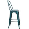 Distressed Teal Blue Metal Indoor-Outdoor Barstool-2