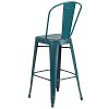 Distressed Teal Blue Metal Indoor-Outdoor Barstool-3