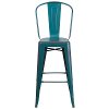 Distressed Teal Blue Metal Indoor-Outdoor Barstool-4