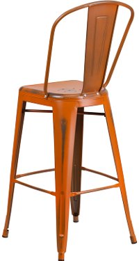 Distressed Orange Metal Indoor-Outdoor Barstool-3
