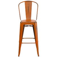 Distressed Orange Metal Indoor-Outdoor Barstool-4