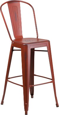 Distressed Kelly Red Metal Indoor-Outdoor Barstool