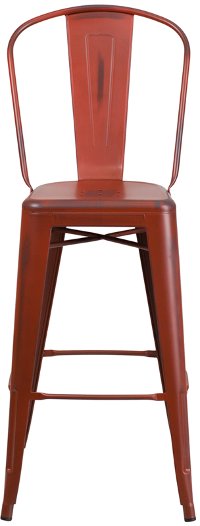 Distressed Kelly Red Metal Indoor-Outdoor Barstool-4