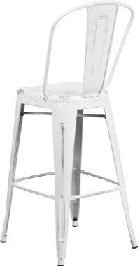 Distressed White Metal Indoor-Outdoor Barstool-3