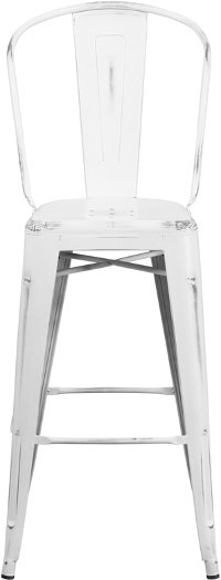 Distressed White Metal Indoor-Outdoor Barstool-4
