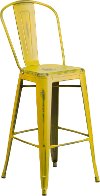 Distressed Yellow Metal Indoor-Outdoor Barstool