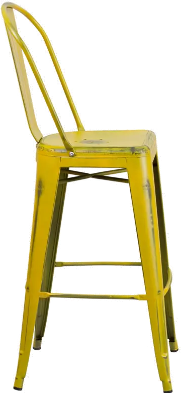 High Back 30 Distressed Yellow Metal Indoor-Outdoor Barstool-2