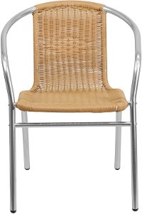 Beige Rattan Aluminum Restaurant Dining Room Chair-4