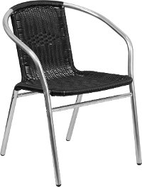 Black Rattan Aluminum Restaurant Dining Room Chair