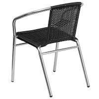 Black Rattan Aluminum Restaurant Dining Room Chair-3