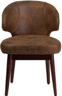 Small Vintage Brown Microfiber Accent Chair-4